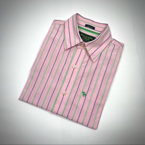 Abercrombie & Fitch Men’s Muscle Long Sleeve Dress Shirt, Size Large